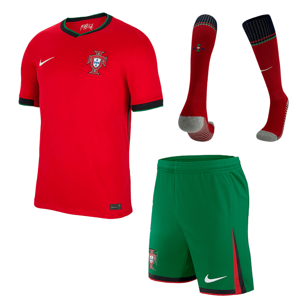 Portugal Home Soccer Jersey Kit(Jersey+Shorts+Socks) Euro 2024