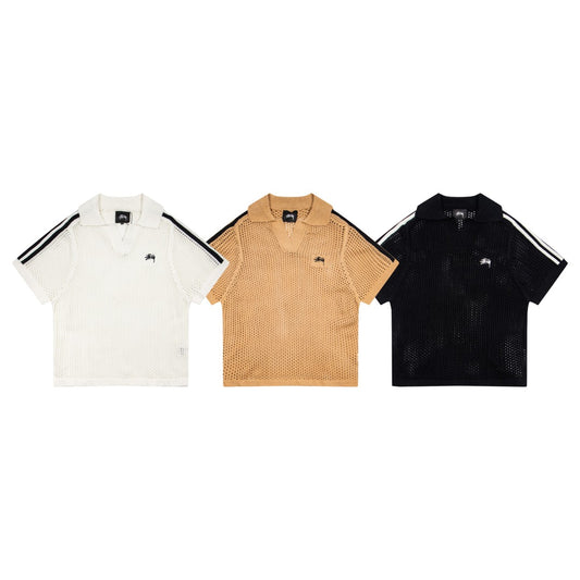 Stüssy Open Knit V-Neck Mesh Polo