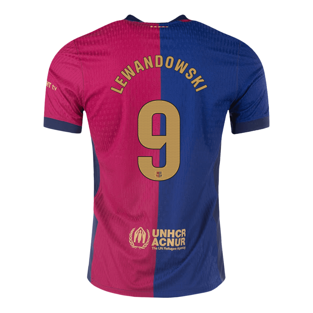 Authentic LEWANDOWSKI #9 Barcelona Home Soccer Jersey 2024/25 - Spotify Logo Without Text