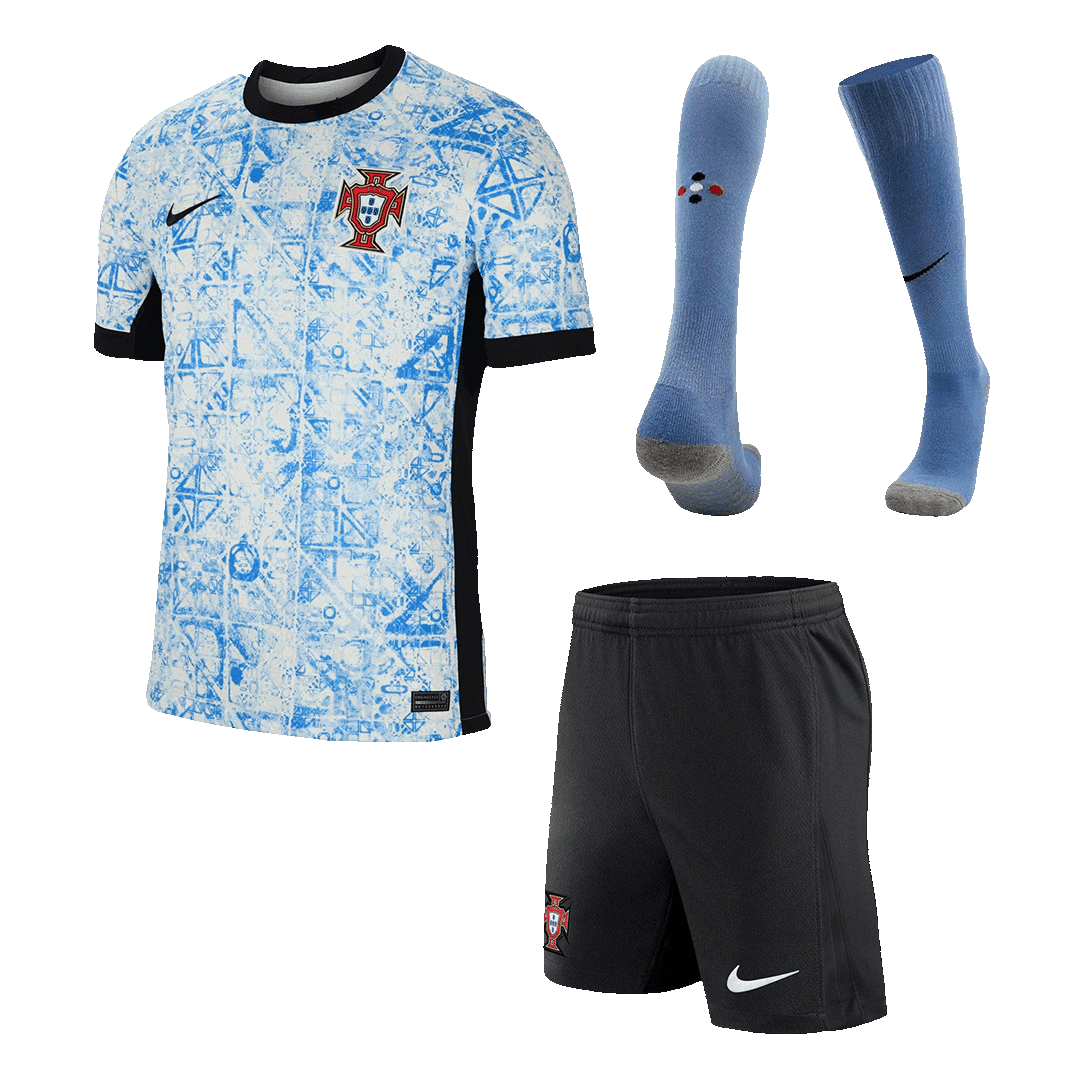 Portugal Away Soccer Jersey Kit(Jersey+Shorts+Socks) Euro 2024