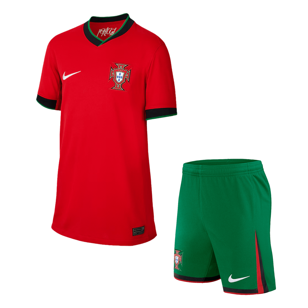 Kid's Portugal Home Soccer Jersey Kit(Jersey+Shorts) Euro 2024