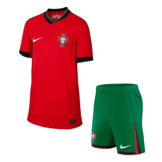 Kid's Portugal Home Soccer Jersey Kit(Jersey+Shorts) Euro 2024