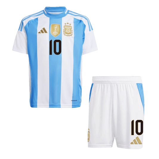 Kid's MESSI #10 Argentina Home Soccer Jersey Kit(Jersey+Shorts) 2024