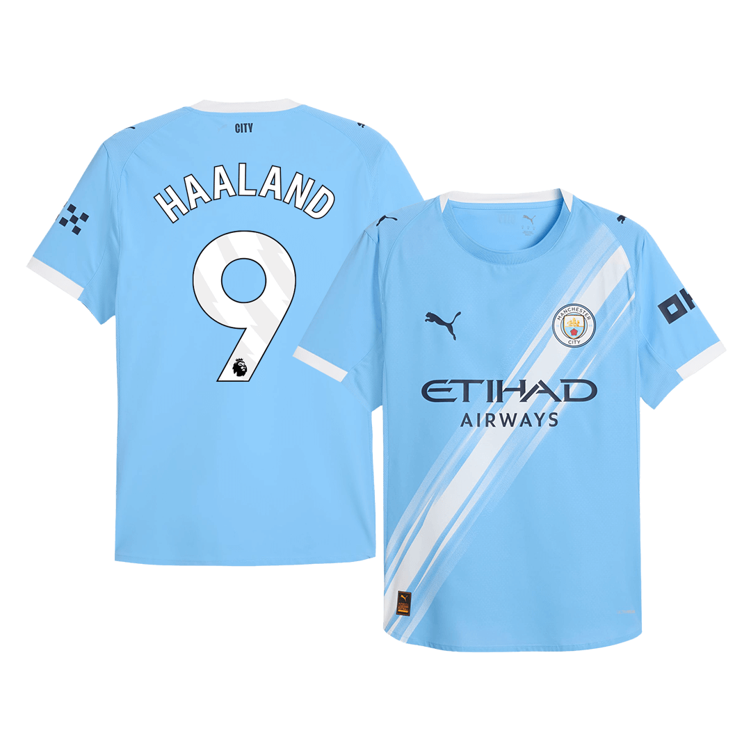 HAALAND #9 Authentic Manchester City Home Soccer Jersey 2025/26 Blue