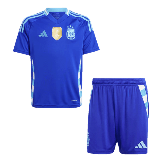 Kid's Argentina Away Soccer Jersey Kit(Jersey+Shorts) 2024