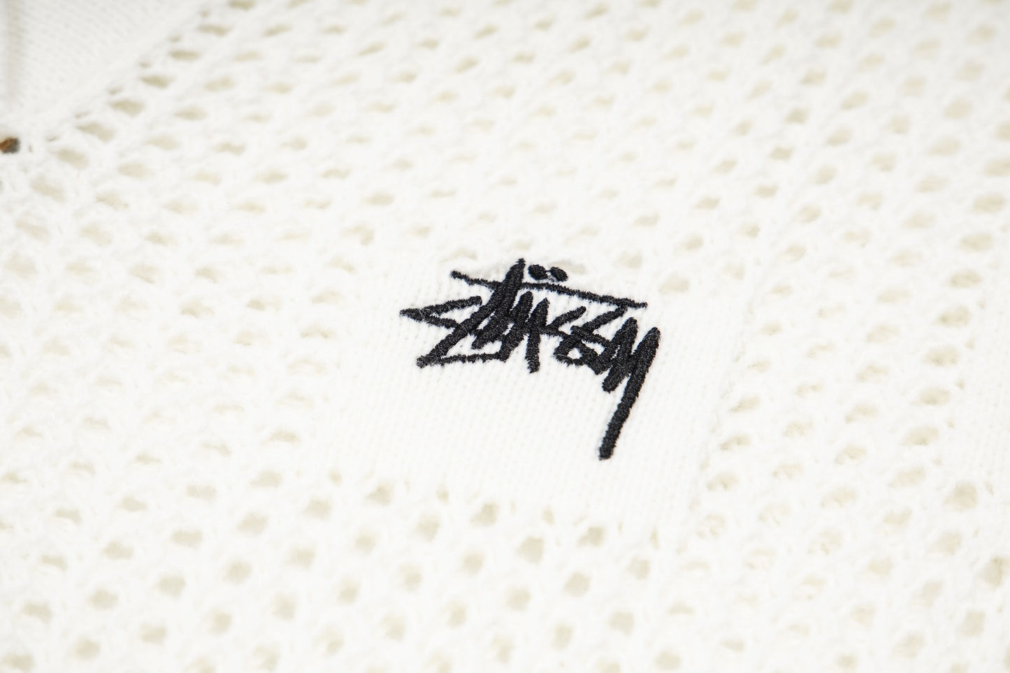 Stüssy Open Knit V-Neck Mesh Polo
