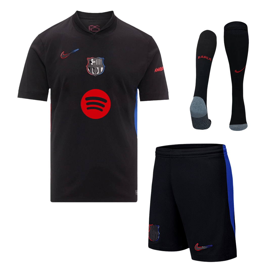 Barcelona Away Soccer Jersey Kit(Jersey+Shorts+Socks) 2024/25 - Spotify Logo Without Text
