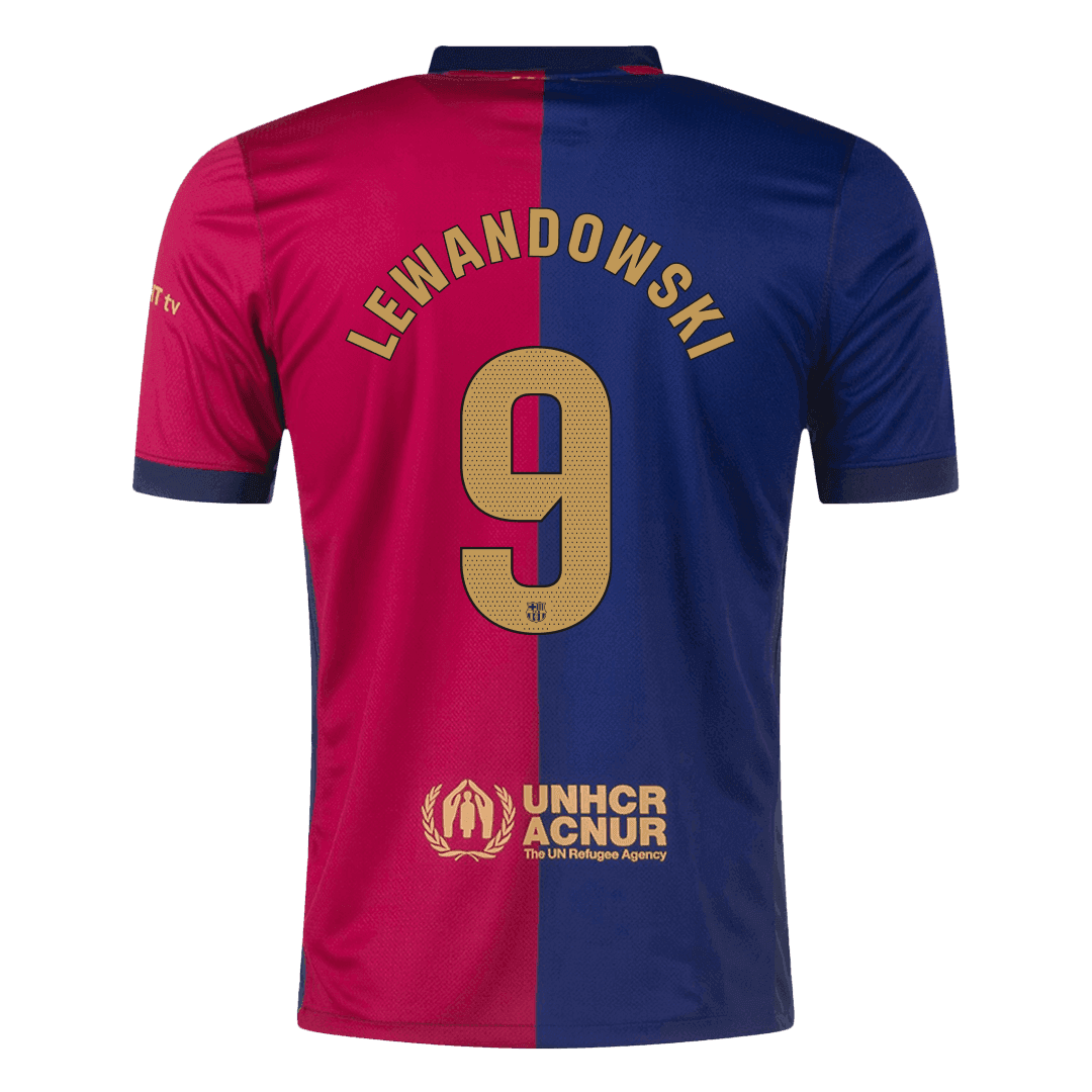 LEWANDOWSKI #9 Barcelona Home Soccer Jersey 2024/25 - Spotify Logo Without Text