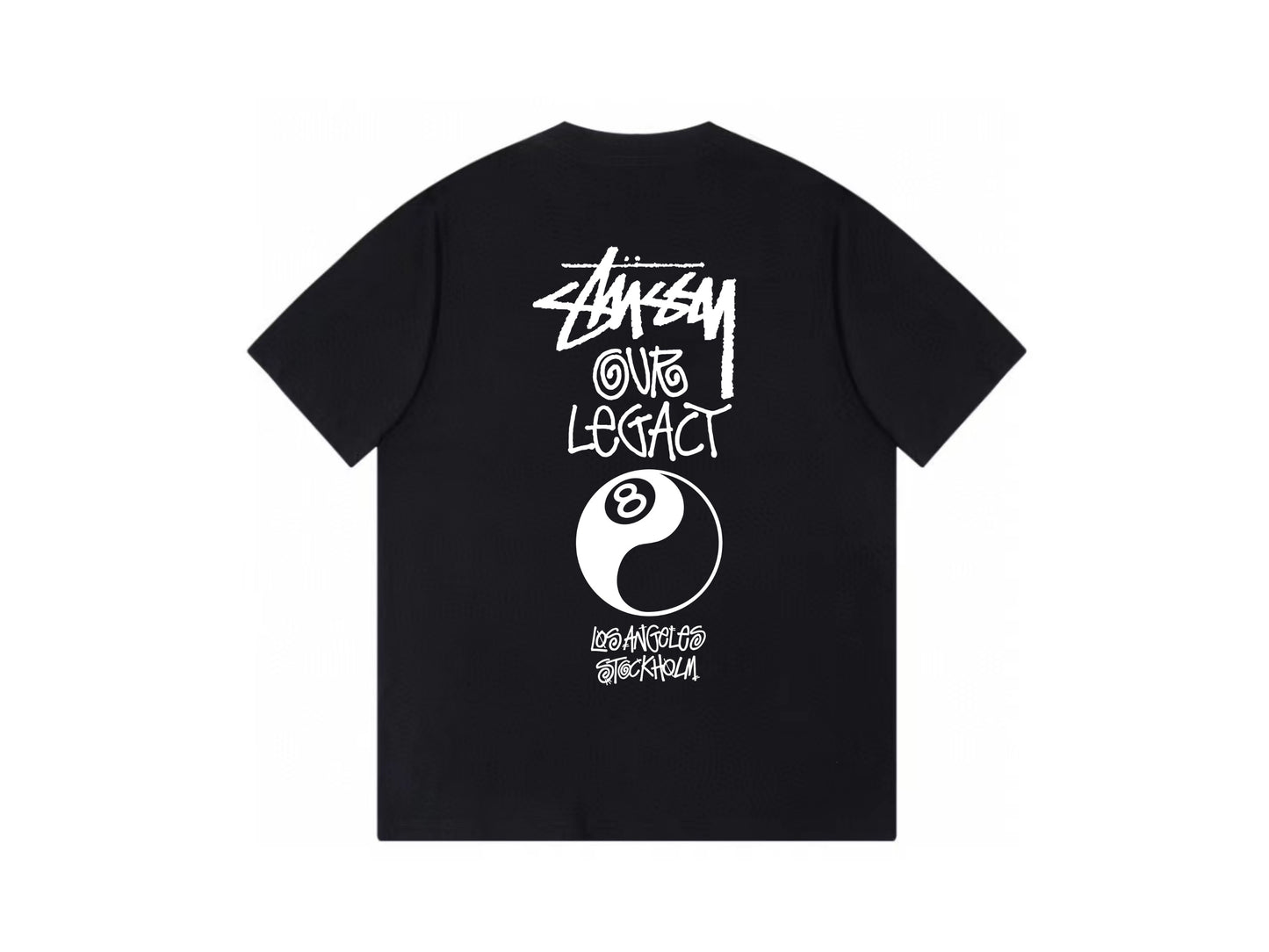 Stussy and Our Legacy Collaboration 8-Ball Yin Yang Graphic T-Shirt - Black