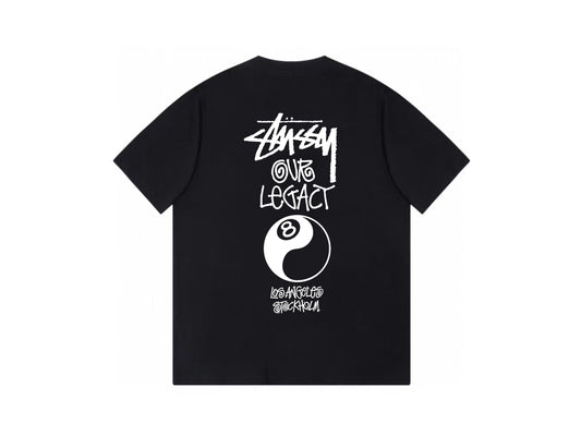 Stussy and Our Legacy Collaboration 8-Ball Yin Yang Graphic T-Shirt - Black