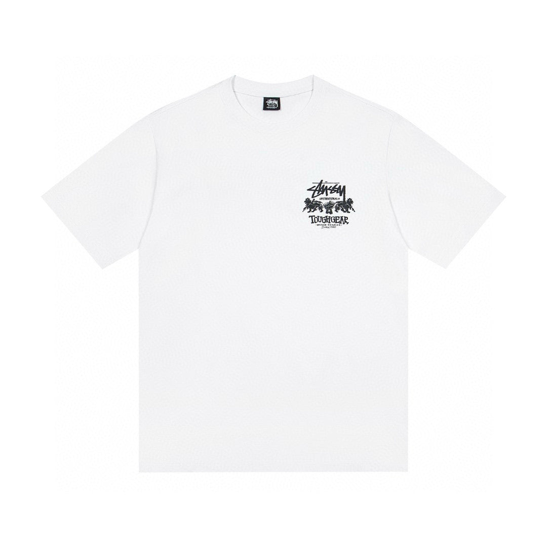 Stussy White Toughgear Lion Crest Graphic T-Shirt