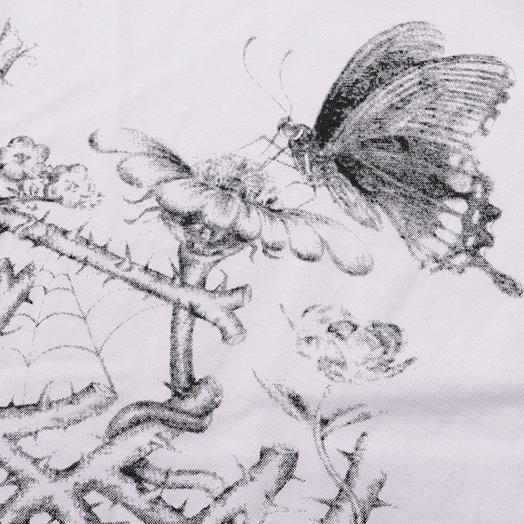 Stüssy Butterfly and Spider Floral Logo Graphic T-Shirt - White