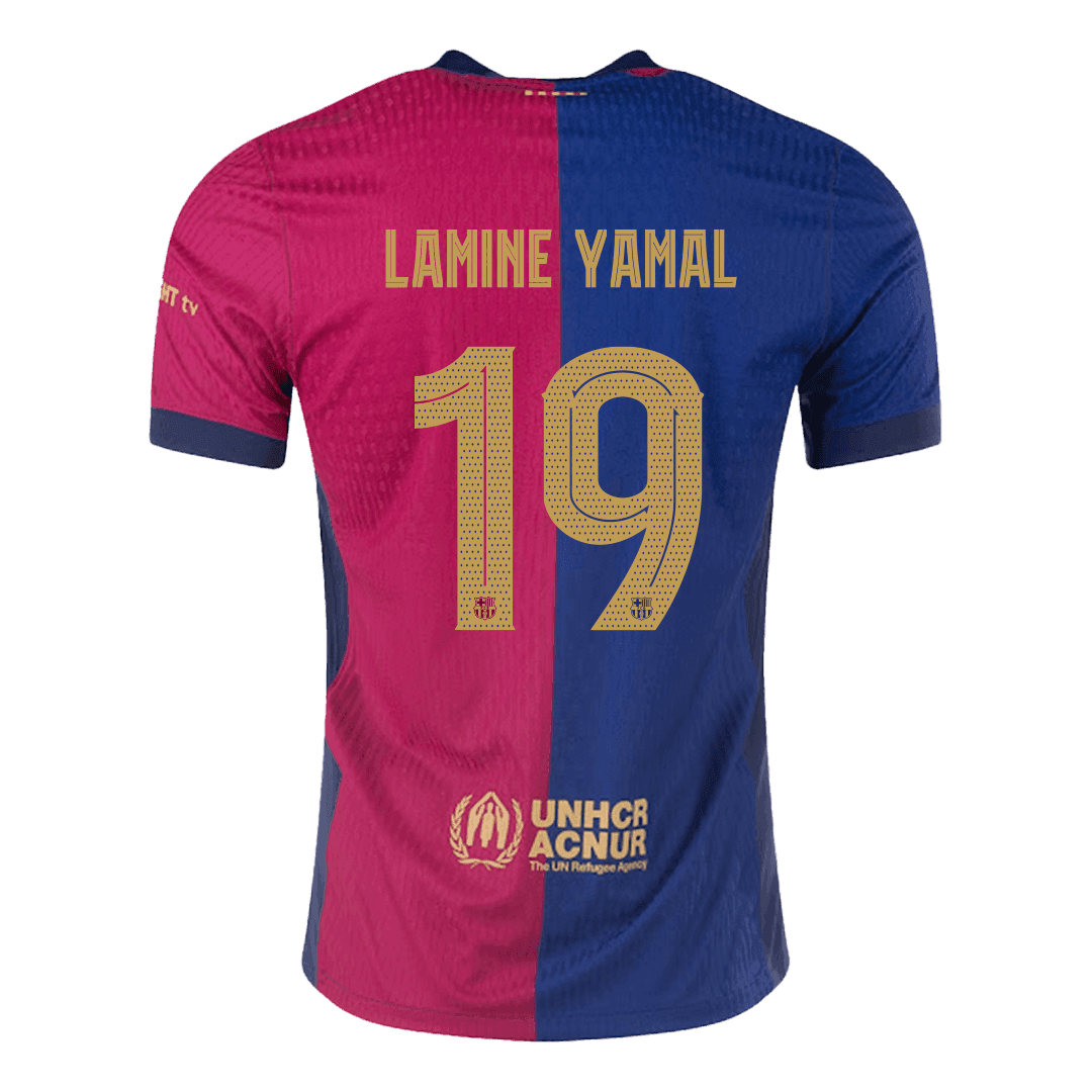 Authentic LAMINE YAMAL #19 Barcelona Home Soccer Jersey 2024/25  - UCL - old sponsor