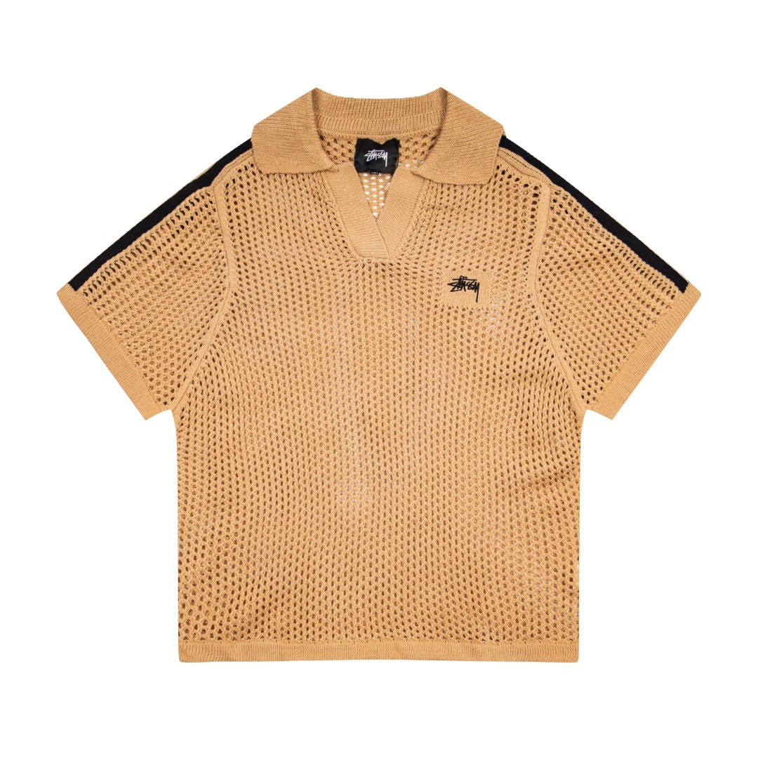 Stüssy Open Knit V-Neck Mesh Polo