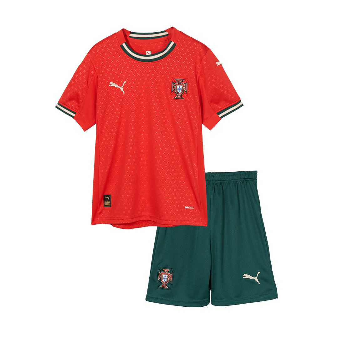 Kid's Portugal Home Soccer Jersey Kit(Jersey+Shorts) 2025 Red