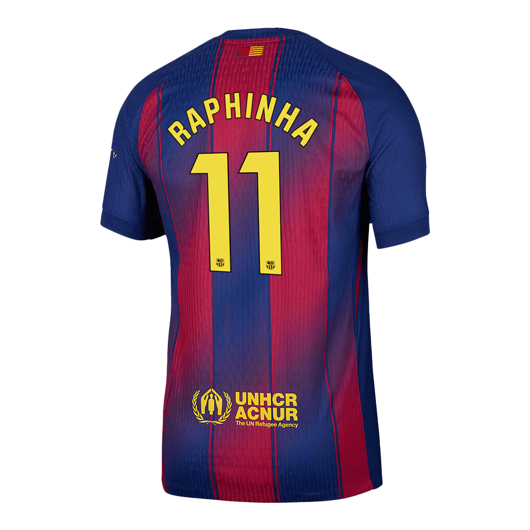RAPHINHA #11 Barcelona Home Authentic Soccer Jersey 2025/26