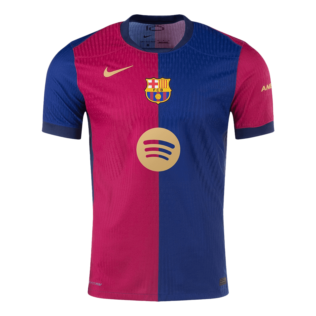 RAPHINHA #11 Authentic Barcelona Home Soccer Jersey 2024/25 Red&Blue - UCL (Spotify Logo Without Text)