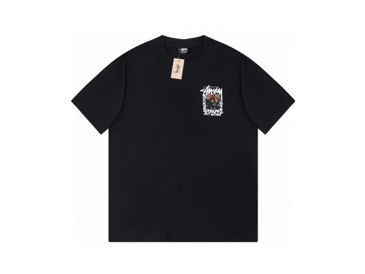 Stussy Black Floral Graphic Short Sleeve T-Shirt