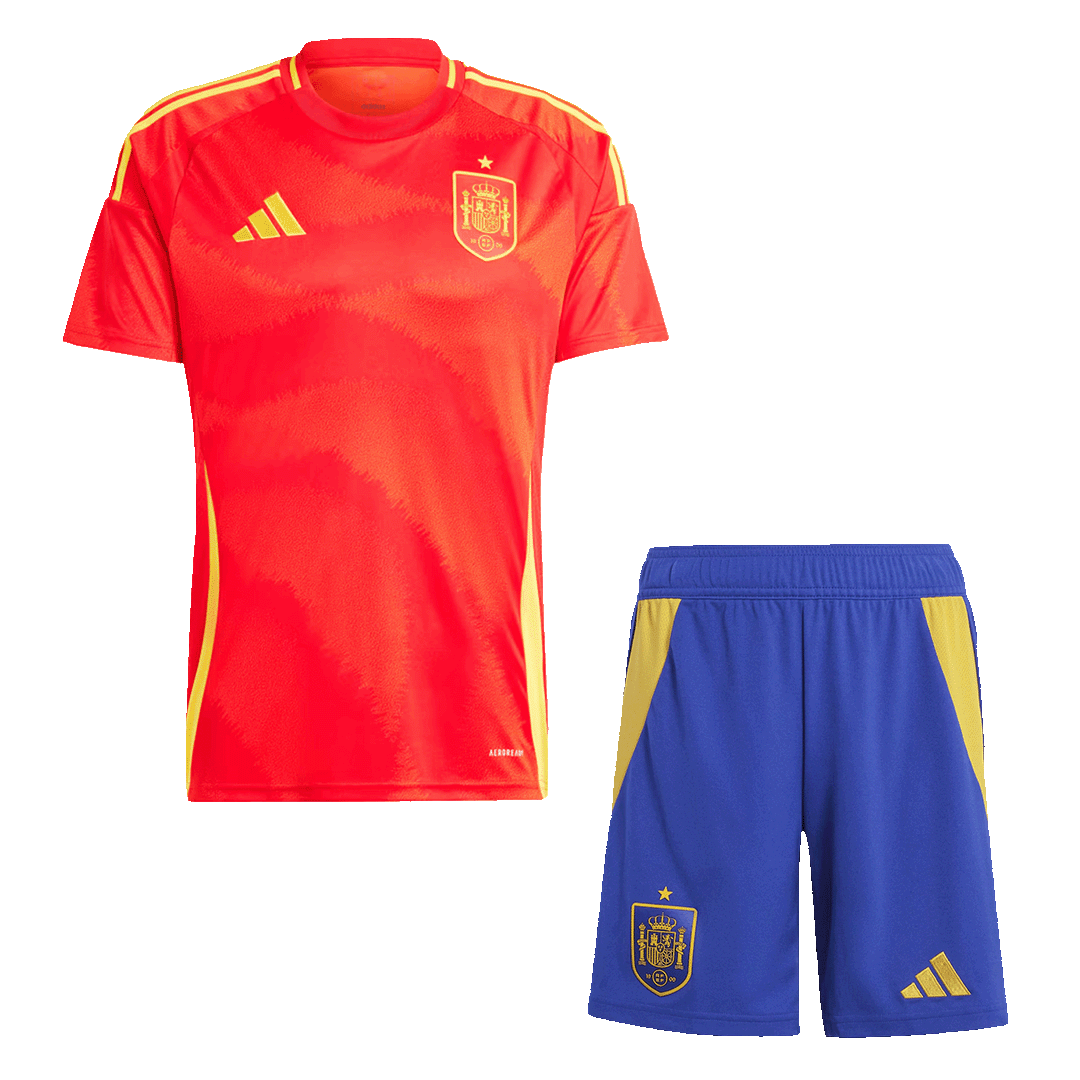 Spain Home Soccer Jersey Kit(Jersey+Shorts) Euro 2024