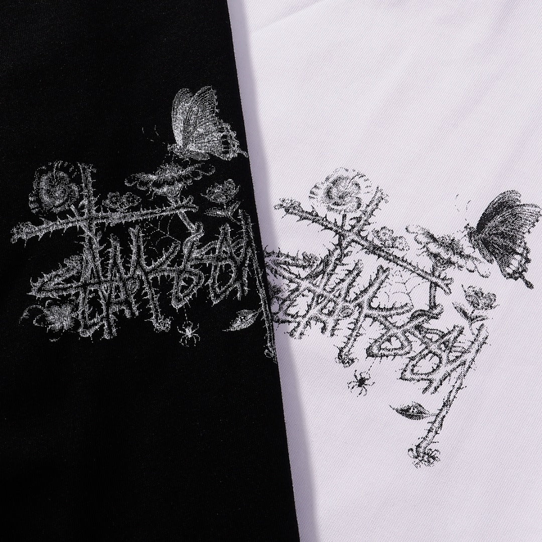 Stüssy Butterfly and Spider Floral Logo Graphic T-Shirt - White