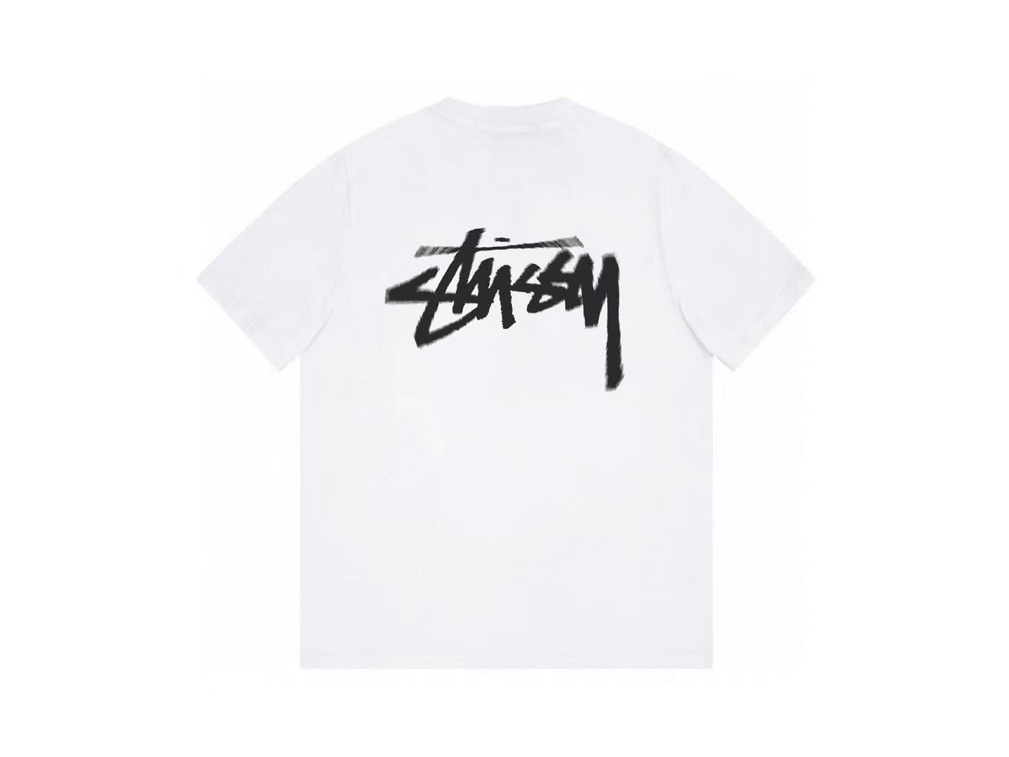 Stussy Blurred Signature Logo Graphic T-Shirt - White/Black