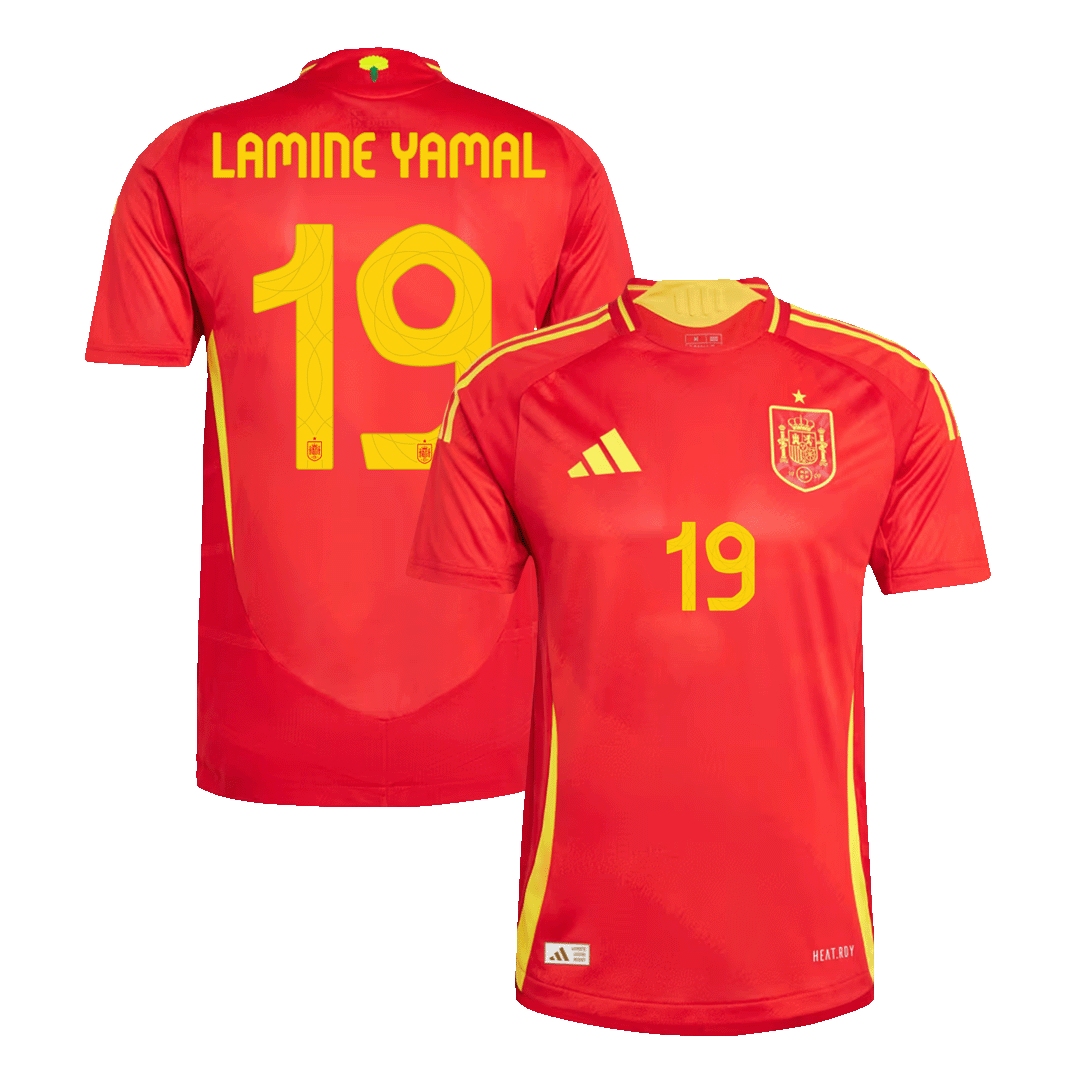 Authentic LAMINE YAMAL #19 Spain Home Soccer Jersey Euro 2024