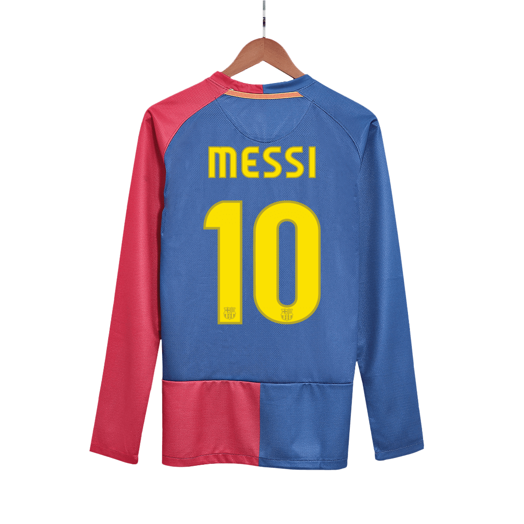 Retro MESSI #10 2008/09 Barcelona Home Long Sleeve Soccer Jersey - UCL Final