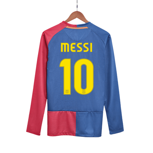 Retro MESSI #10 2008/09 Barcelona Home Long Sleeve Soccer Jersey - UCL Final