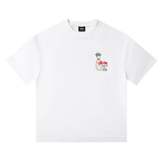 Stussy White King Pin Gear Graphic T-Shirt