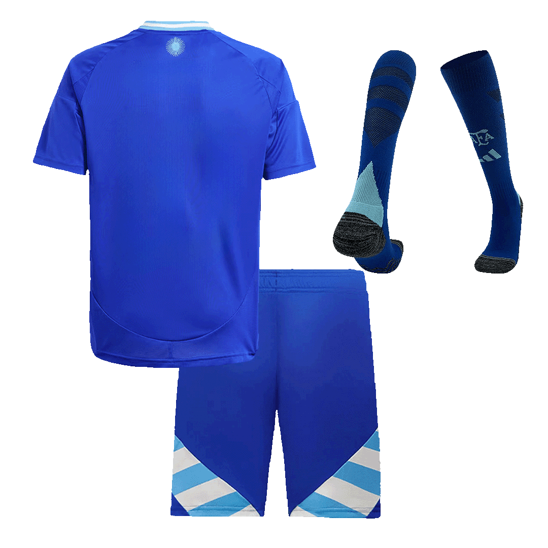 Kid's Argentina Away Soccer Jersey Kit(Jersey+Shorts+Socks) 2024