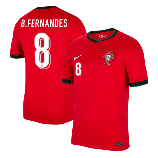 B.FERNANDES #8 Portugal Home Soccer Jersey Euro 2024