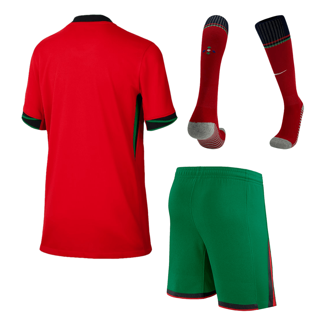 Kid's Portugal Home Soccer Jersey Kit(Jersey+Shorts+Socks) Euro 2024