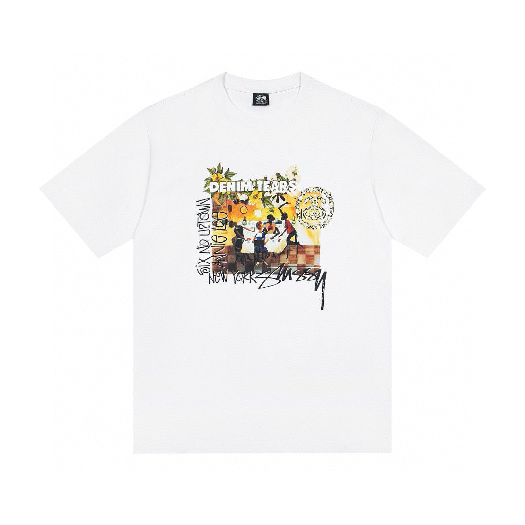Stussy and Denim Tears Annie Lee Six No Uptown T-Shirt White