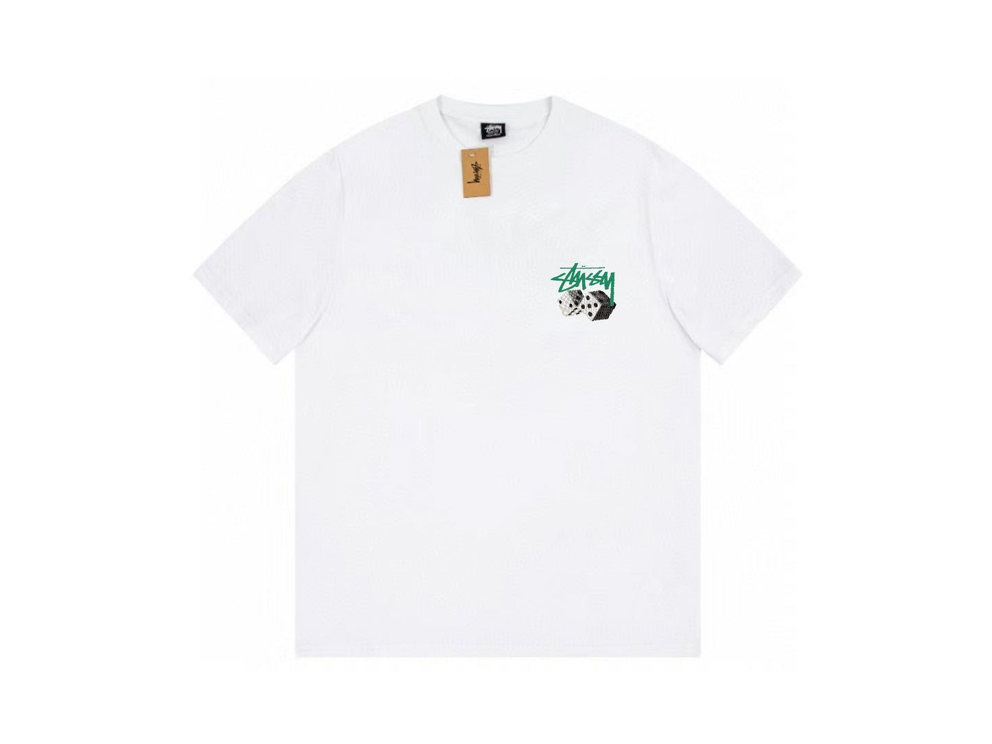 Stussy Dice Graphic T-Shirt - White with Green Logo