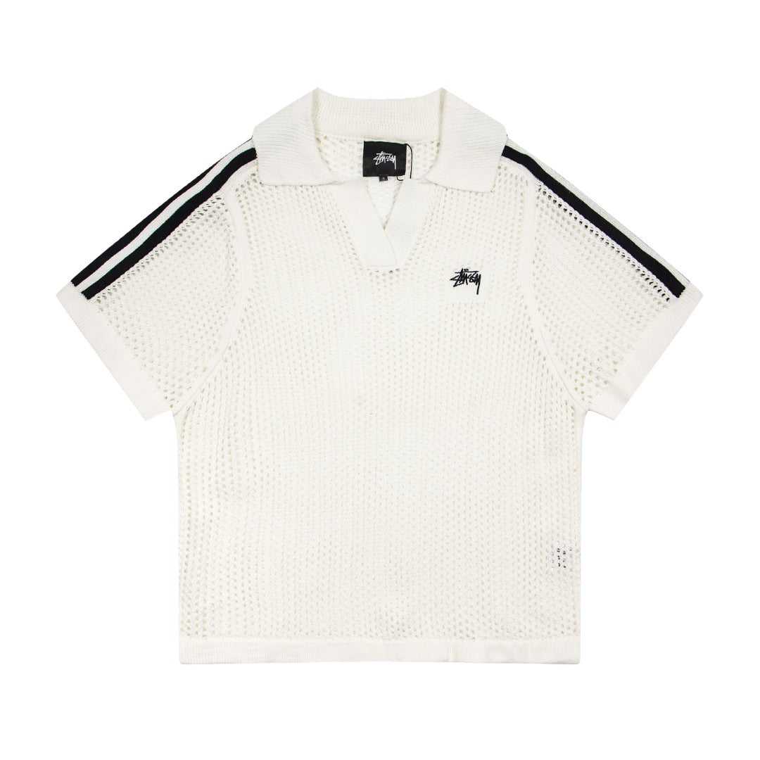 Stüssy Open Knit V-Neck Mesh Polo