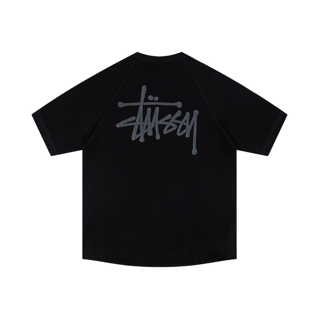 Stüssy Textured Waffle-Knit Raglan T-Shirt