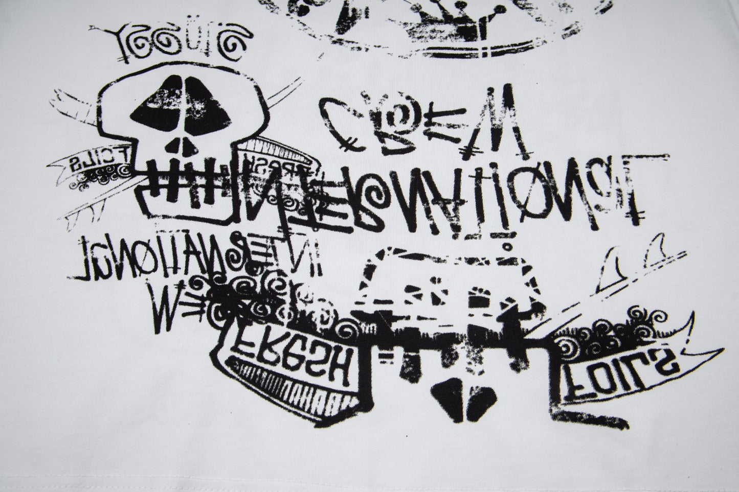 Stüssy International Crew Graffiti Skull T-Shirt - White