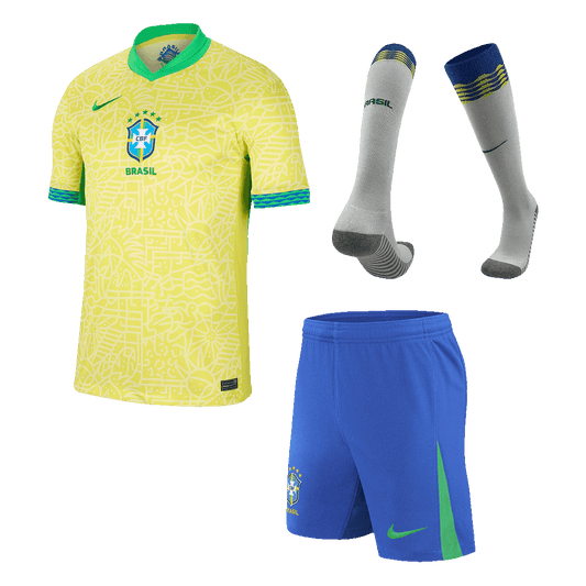 Brazil Home Soccer Jersey Kit(Jersey+Shorts+Socks) 2024