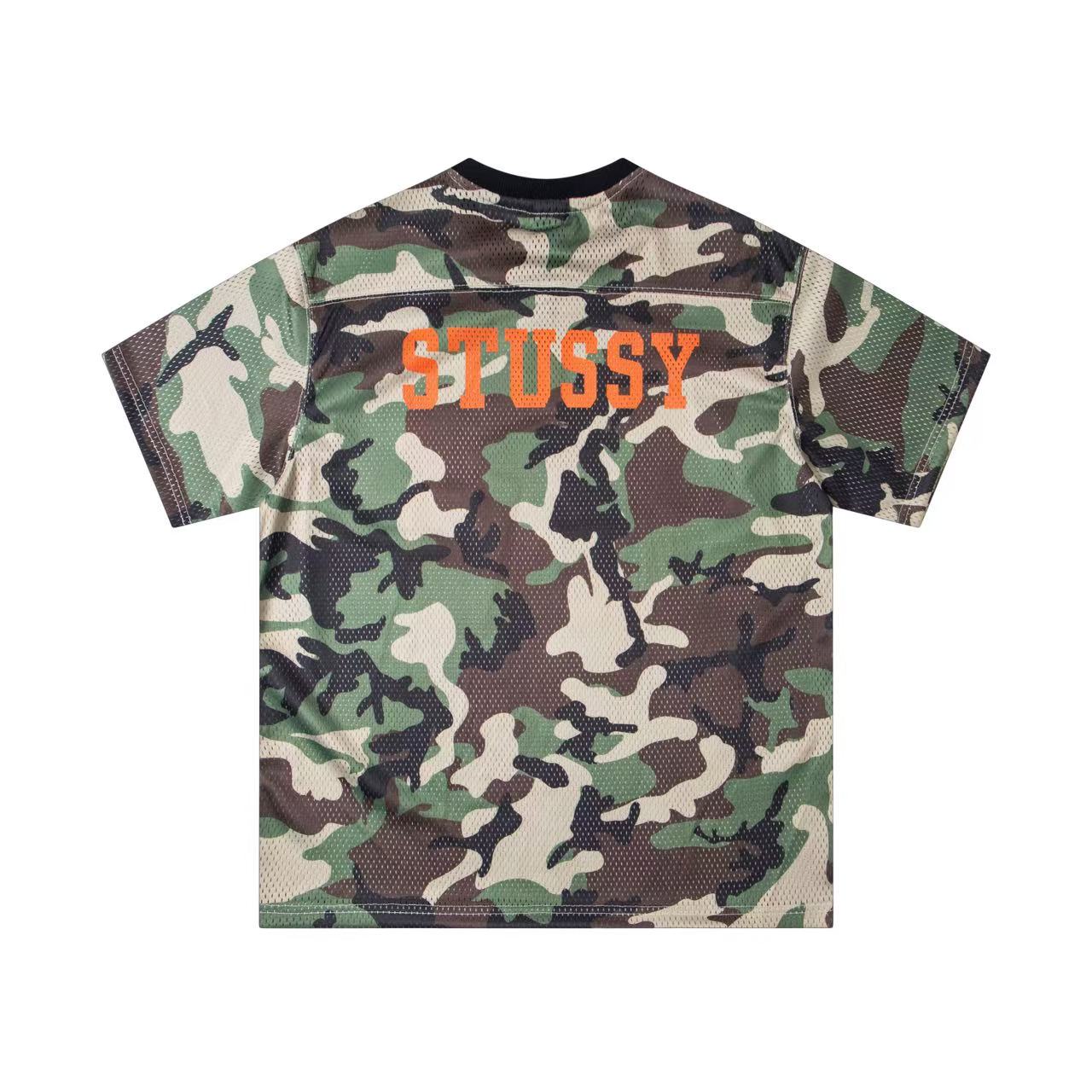 Stussy Camouflage Mesh Athletic Jersey T-Shirt Orange 80