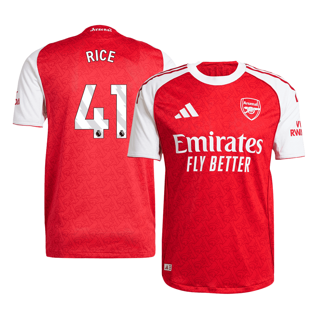 RICE #41 Authentic Arsenal Home Soccer Jersey 2025/26 Red