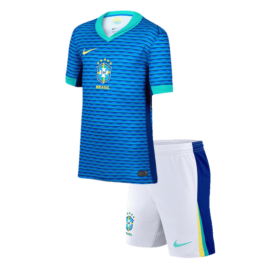 Kid's Brazil Away Soccer Jersey Kit(Jersey+Shorts) Copa America 2024