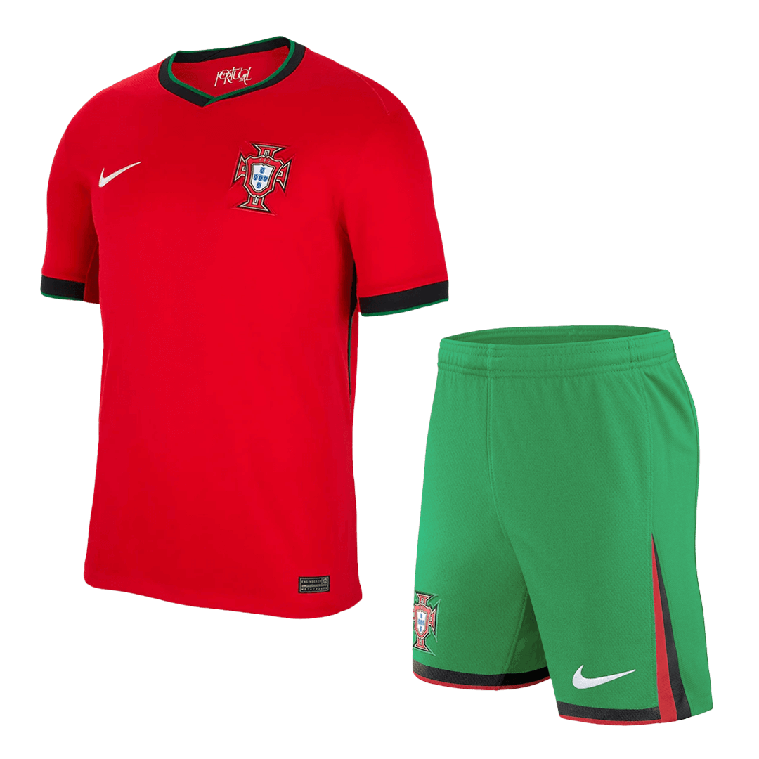 Portugal Home Soccer Jersey Kit(Jersey+Shorts) Euro 2024