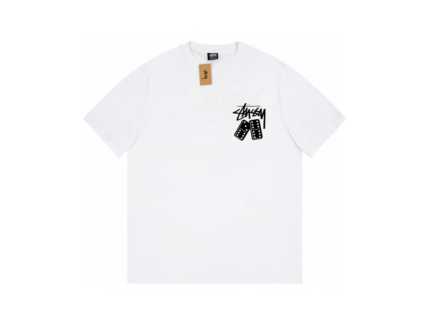 Stussy White Domino Graphic Back Print T-Shirt
