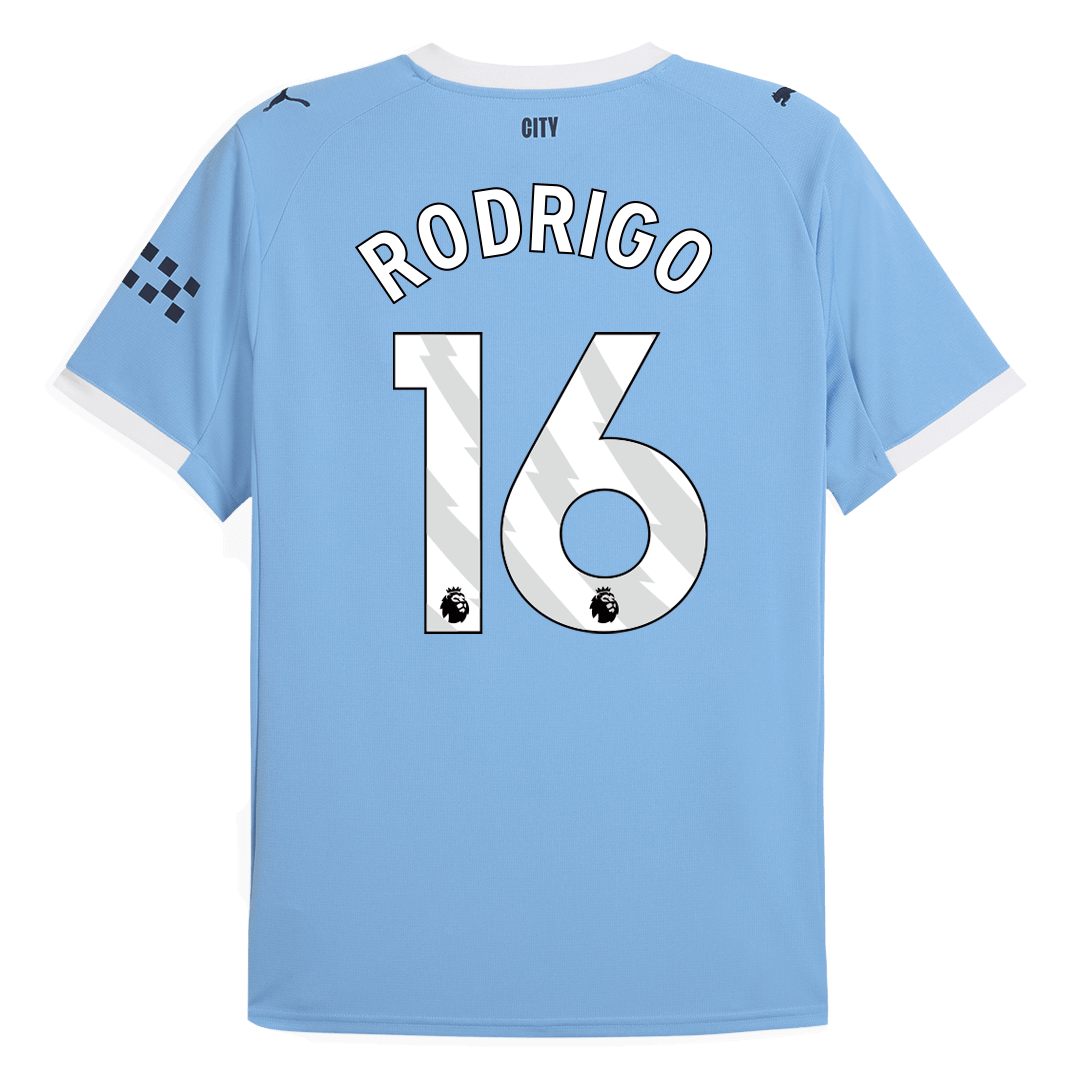 RODRIGO #16 Manchester City Home Soccer Jersey 2025/26 Blue