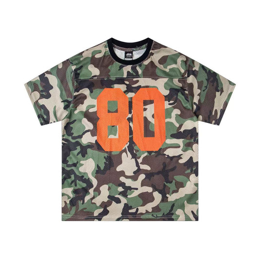 Stussy Camouflage Mesh Athletic Jersey T-Shirt Orange 80