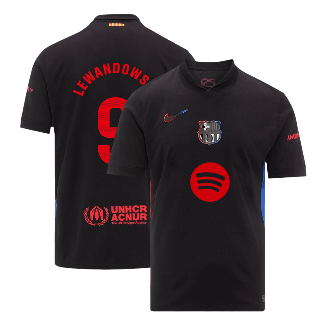 LEWANDOWSKI #9 Barcelona Away Soccer Jersey 2024/25 - Spotify Logo Without Text