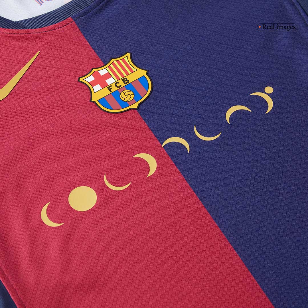Kid's Barcelona X Coldplay Home Soccer Jersey Kit(Jersey+Shorts) 2024/25 Red&Blue
