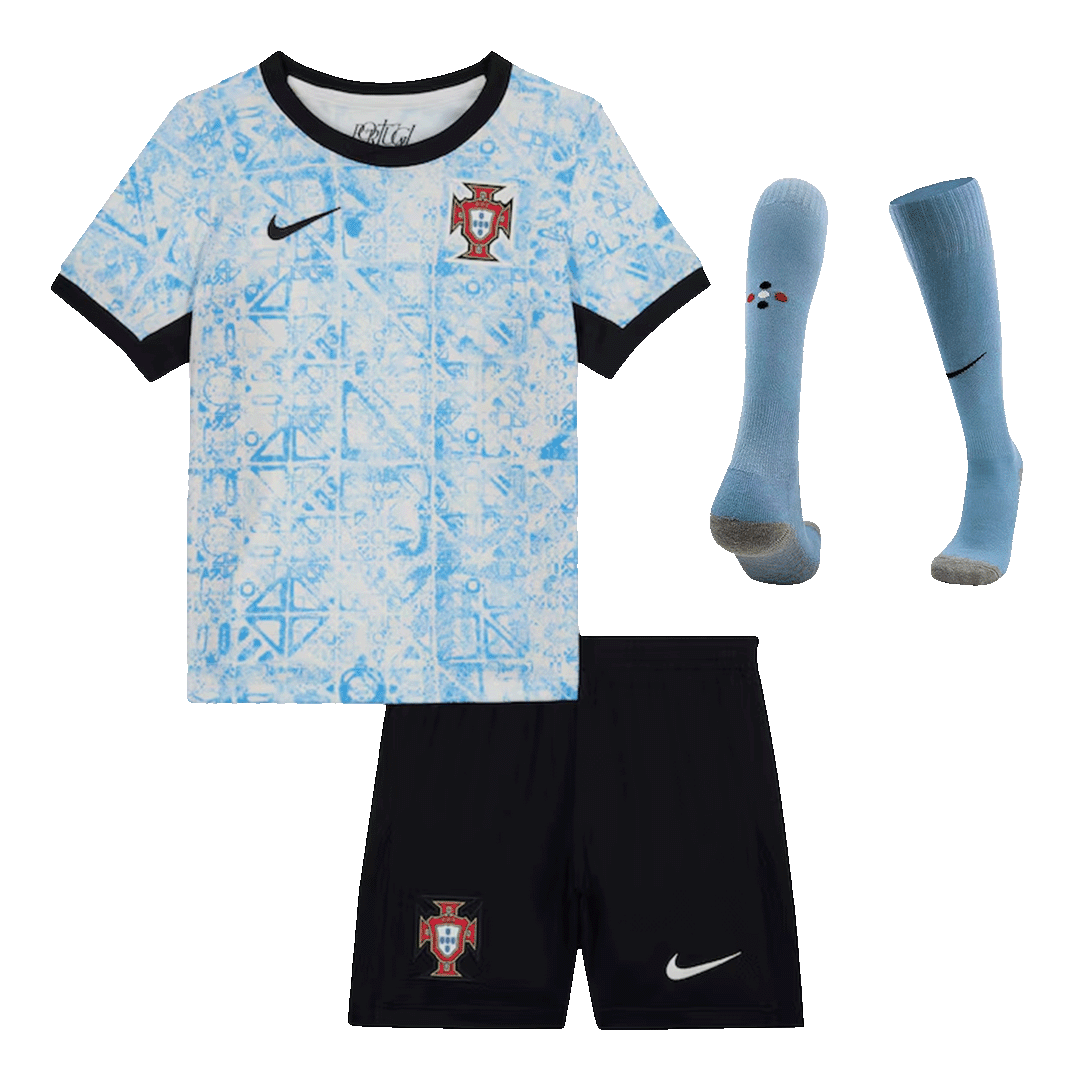 Kid's Portugal Away Soccer Jersey Kit(Jersey+Shorts+Socks) Euro 2024