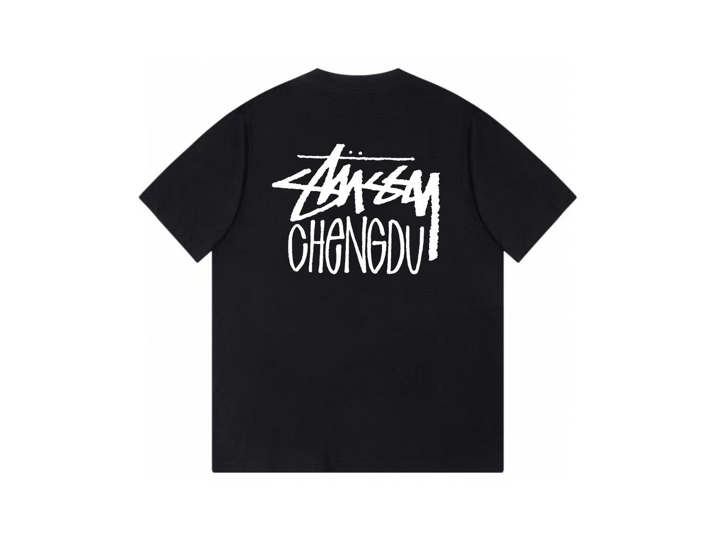 Stussy Chengdu Black Graphic T-Shirt Back View