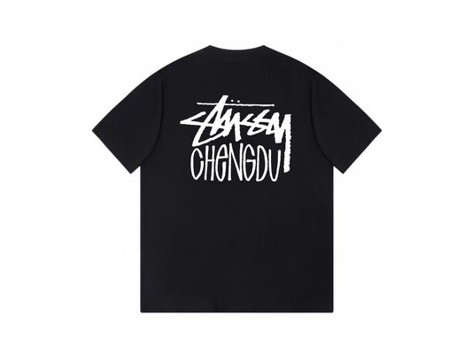 Stussy Chengdu Black Graphic T-Shirt Back View